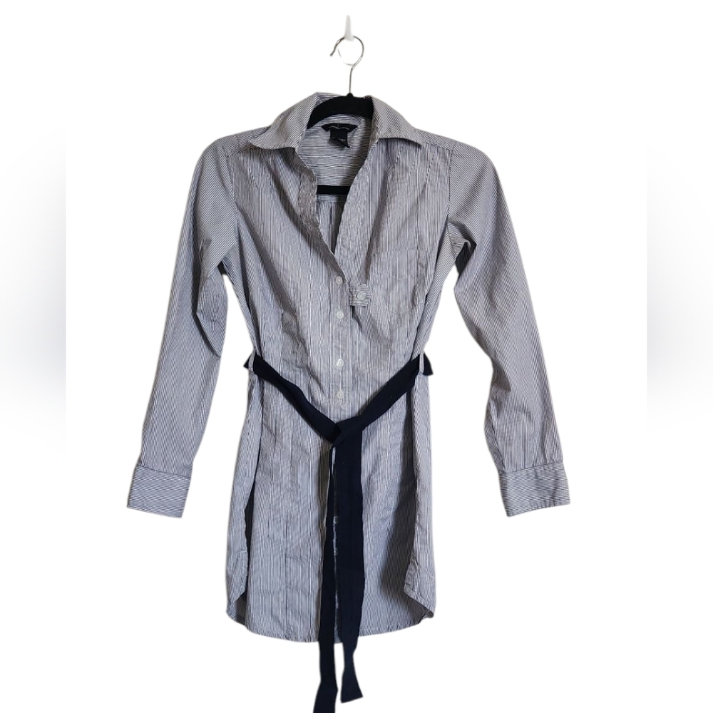 Moda International Navy and White Striped Shirt